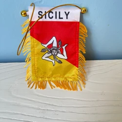 Banderín de Sicilia triskelion – Colgante poliéster para coche