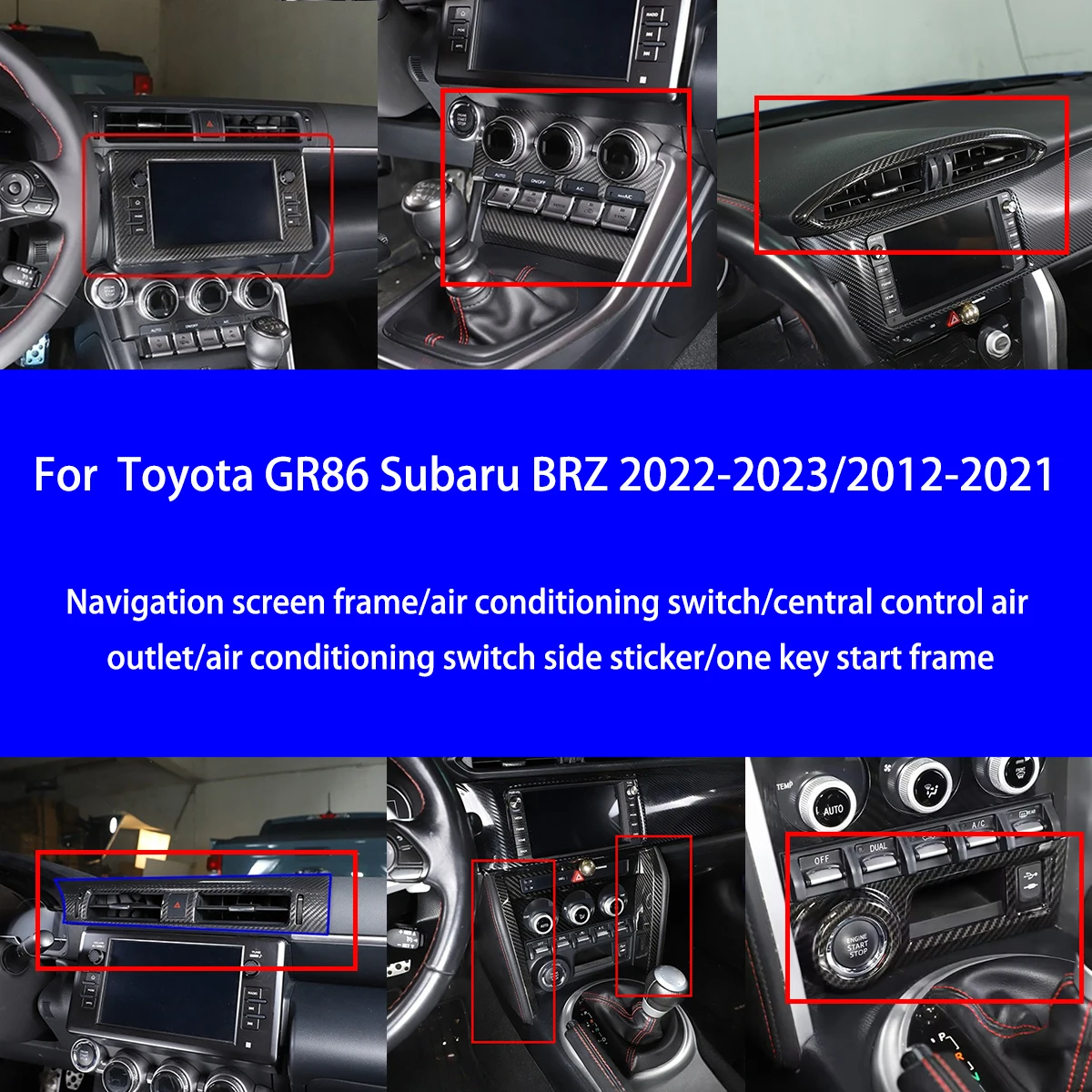 

For Toyota GR86/Subaru BRZ Dry Carbon Fiber Navigation Screen/air Conditioning Button/air Outlet/one Touch Start Interior Parts