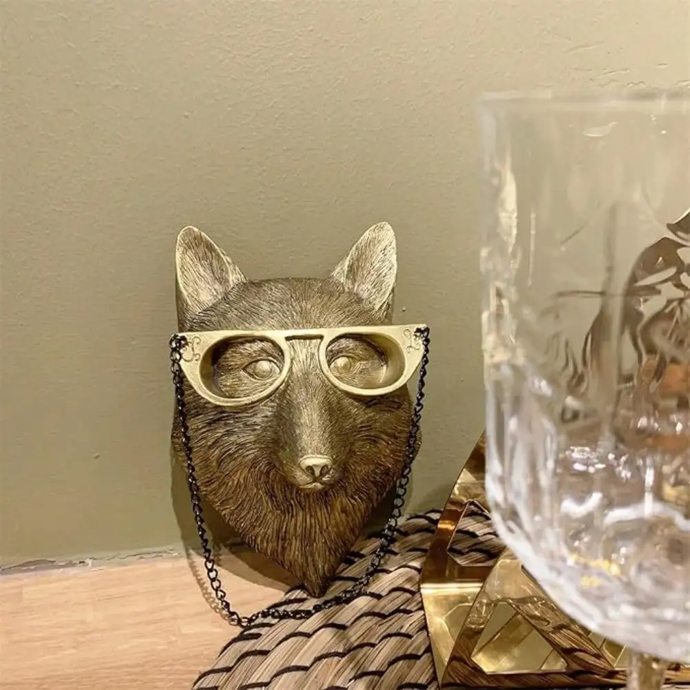 Decorazione da parete con testa di animale in resina, scultura con testa di volpe di cervo finto, decorazione da appendere a parete per soggiorno, camera da letto, cucina, regalo