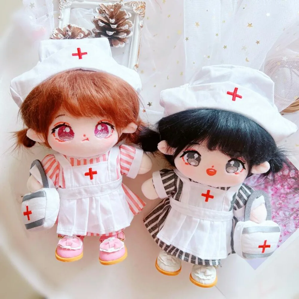 Nurse Dress Set 20CM Cotton Doll Clothes Princess Shoes Outfit Stuffed Doll Plush Suit Replacement Mini Plush Toys Clothes