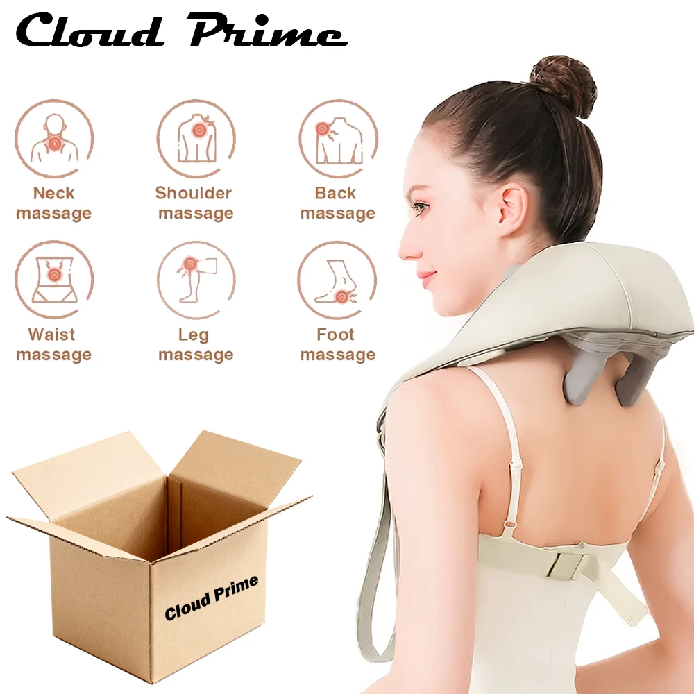 Massaggiatore per collo e spalle 6D, massaggiatore portatile per collo e spalle ricaricabile tramite USB, design ergonomico per schiena, gambe, spalle