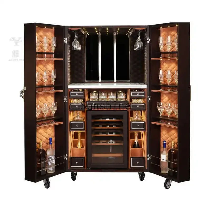 Solid wood Italian high-end villa dining side cabinet decorative locker