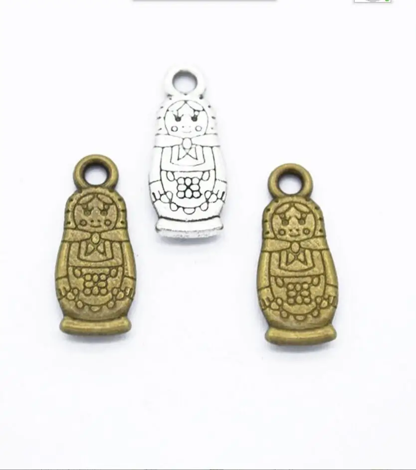 

100PCS Russian Dolls Acrylic Dangle Charms 17*7mm Painting Epoxy Charm For Earrings Bracelets Keychain Jewelry F0779