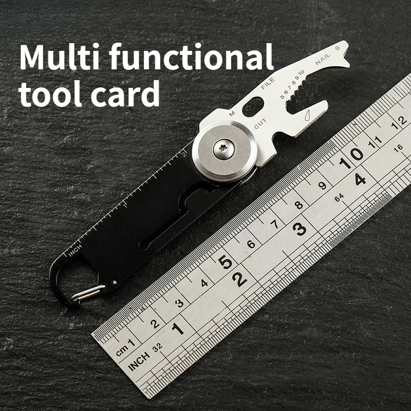 

Multi functional stainless steel hiking buckle camping home combination tool EDC portable pocket small tool with keychain