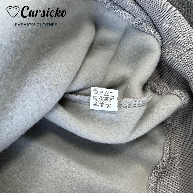 CARSICKO Fashion Tracksuit Tops Y2k High Street Casual Men Women Hoodies Quality Cotton Sweatshirt Sportswear Hip Hop Pullover