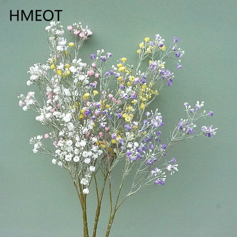 Artificial Flower Baby Breath Gypsophila Plastic Fake Floral Star Bud Green Plants Wedding Bridal Bouquet Home Decor Ornaments