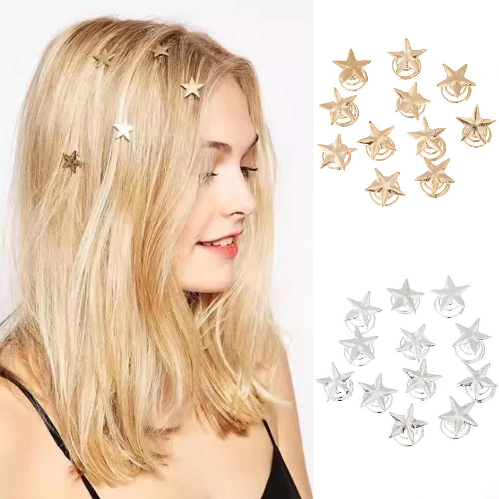 Hot Girl High Ponytail Hair Clip Five-Pointed Star Hairpin Spiral Hairpin Embellished Mini Small Size Hair Clip Hair Accessories