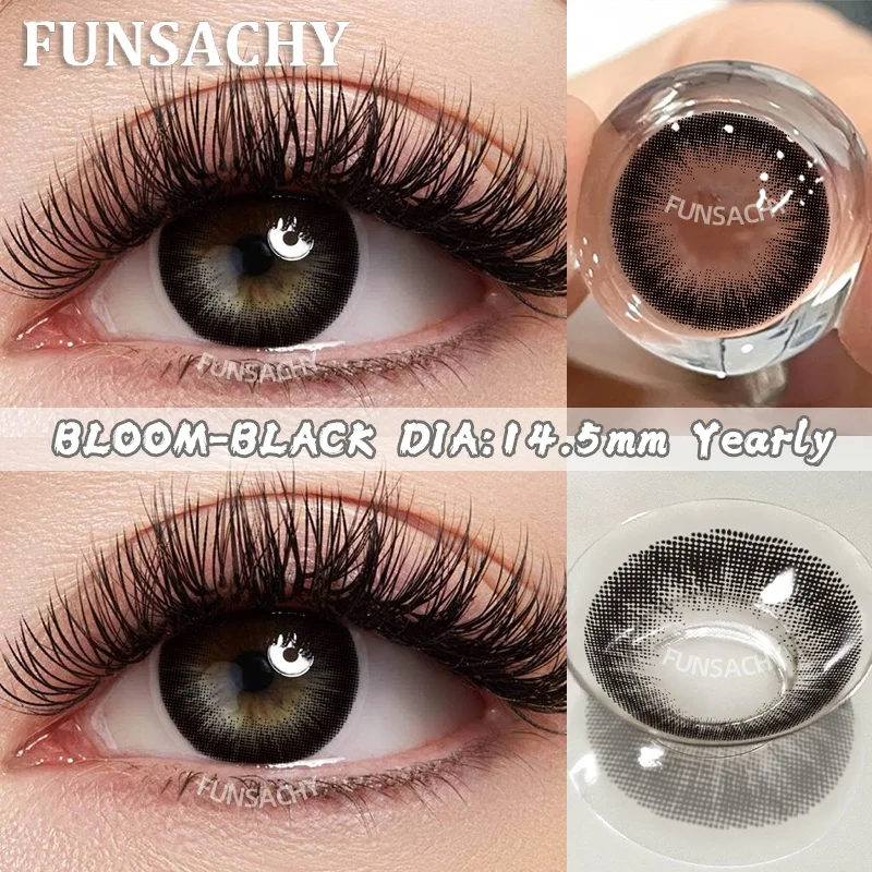 FUNSACHY 1 par de contatos de Color azul verde gris contatos oculares naturales belleza pupilentes lentes de contacto uso para mujeres de 1 año cosmético