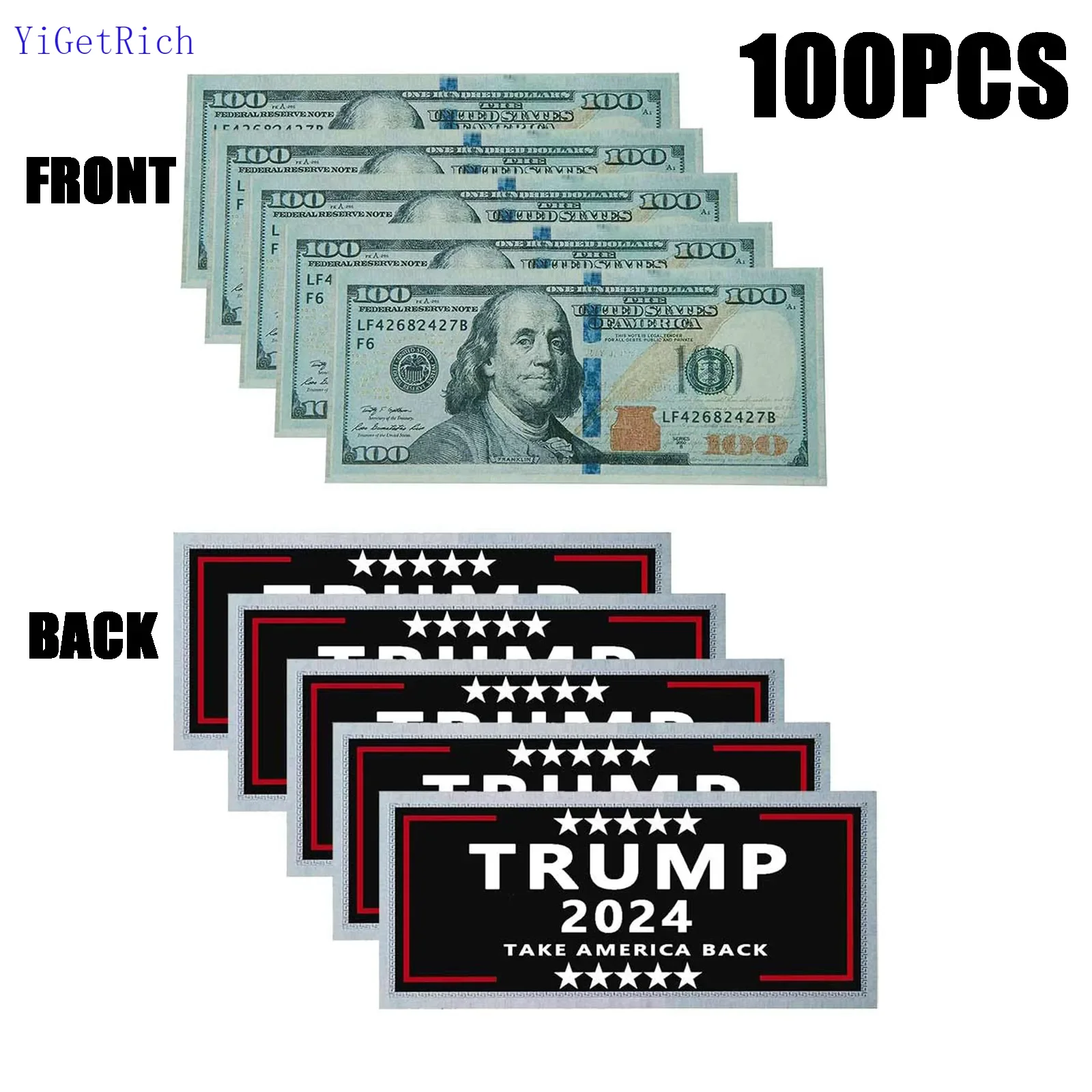 100 Pack Trump 2024 100 Dollar Bills Trump 100 Dollar Bills Prank Money Bills Joke Prank Funny Money Bills Great prank gift