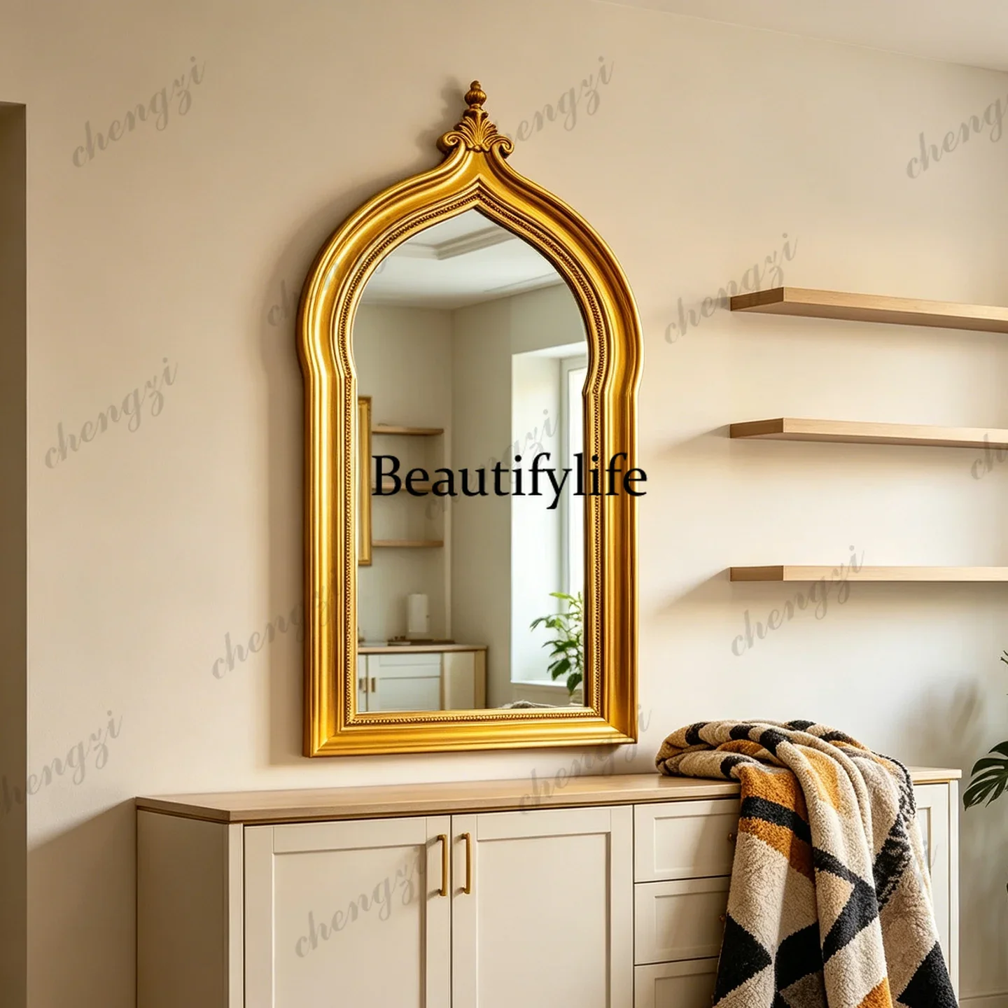Y136 Y136 French retro bathroom mirror American high-end fireplace decorative mirror European-style household makeup mirror wall
