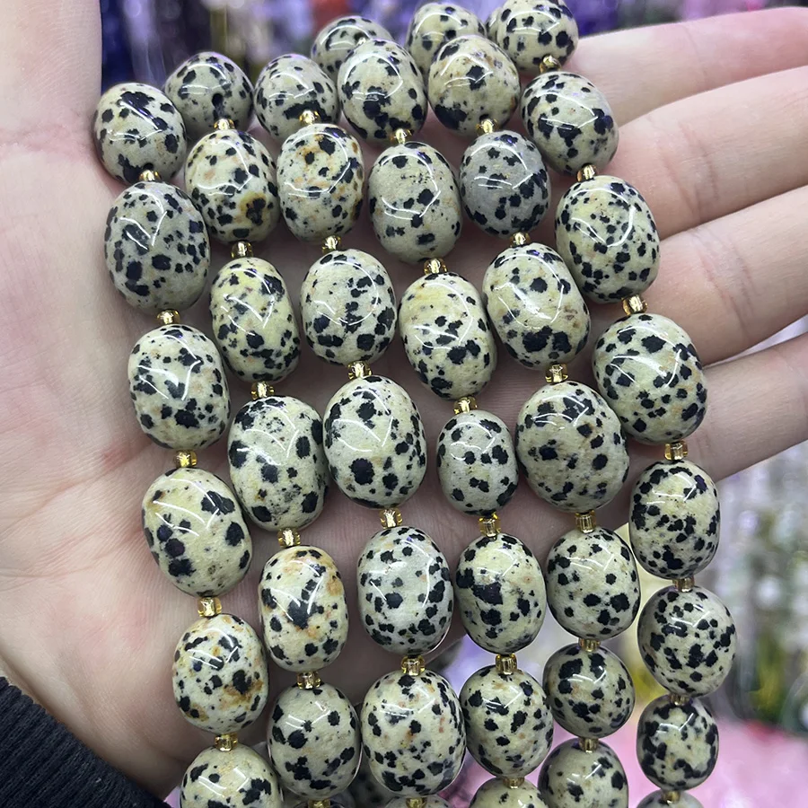 10-15mm Natural Spotted Stone Conformal Lrregular Faceted Loose Beads For Jewelry Making DIY Necklace Bracelet 15''