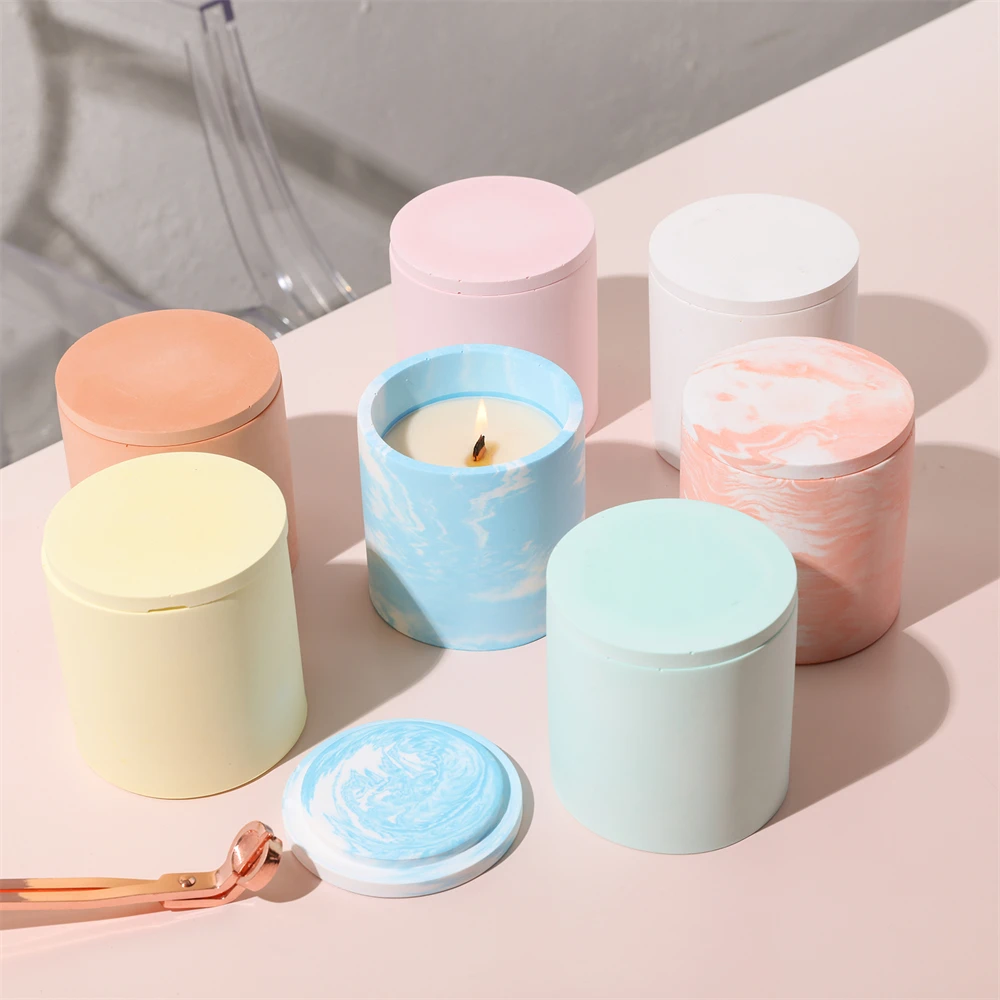 Boowan Nicole Candle Jar With Lid Silicone Mold for Gypsum DIY Concrete Candle vessel Making Handmade jesmonite Home Decor