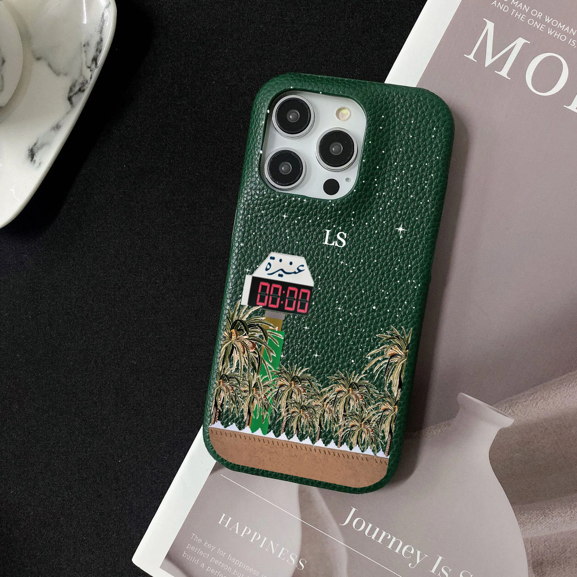 Personalised Inevitable Initial Kafr Letters Name Leather Case for iPhone 11 12 14 13 15 Pro Max Mini 16 Plus Luxury Hard Covers