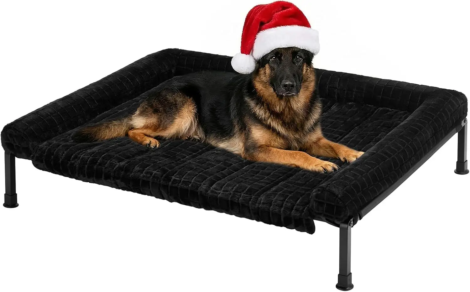 

Elevated Dog Bed Large with Plush Bolster Cushion, Washable Orthopedic Couch, Cooling Raised Pet Cot, Breathable Mesh, Non-Slip, 45x34in Black
