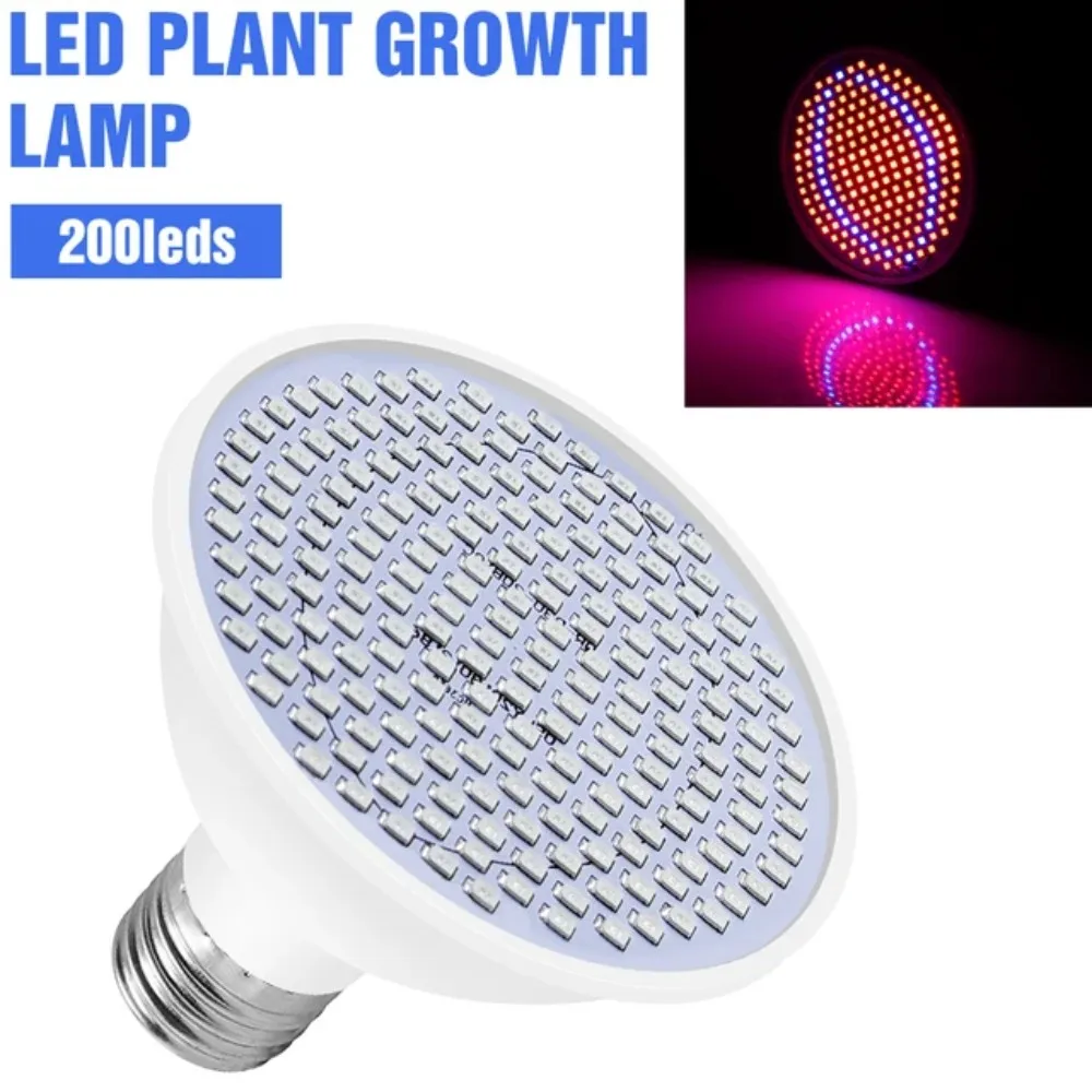 200Leds LED Grow Light Full Spectrum Sunlike E27 LED Growing Bulb For Indoor Hydroponics Flowers Plants LED Growth Lamp