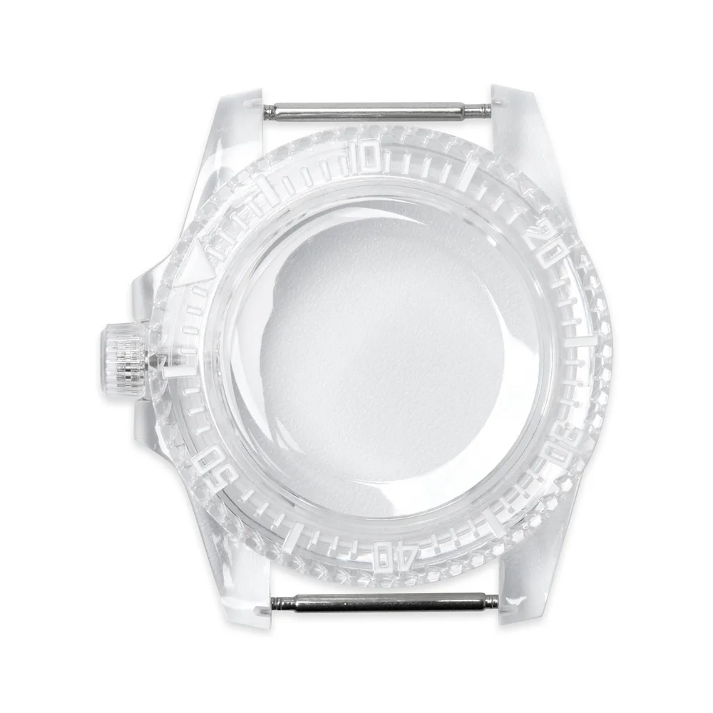 40mm Transparent Watch Case for NH36 NH35 Movement Repair Part Plastic One-way Rotation SUB Watch Cover Accessories