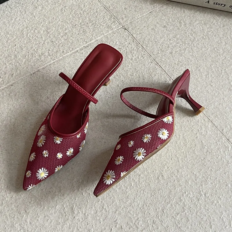 

2026 Spring New Brand Women Sandal Shoes Fashion Pointed Toe Shallow Slip On Ladies Elegant Slingback Shoes Pumps Mujer New