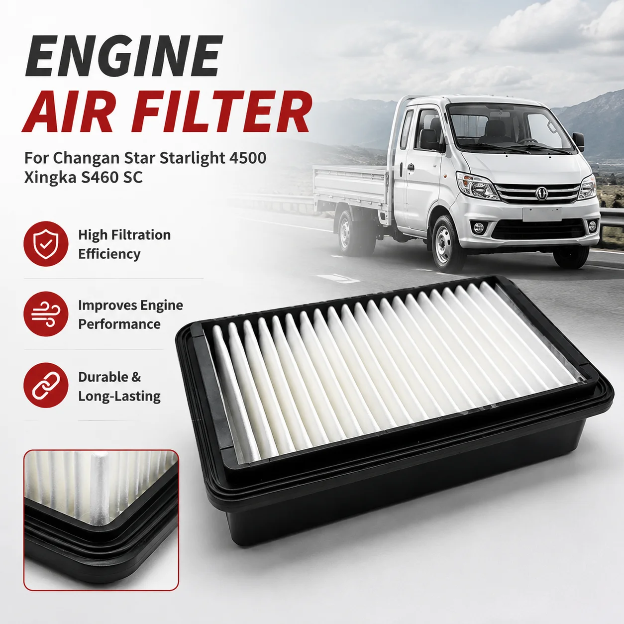Filtre à air de remplacement haute performance et durable pour moteur de voiture Changan Star Starlight 4500 Xingka S460 SC