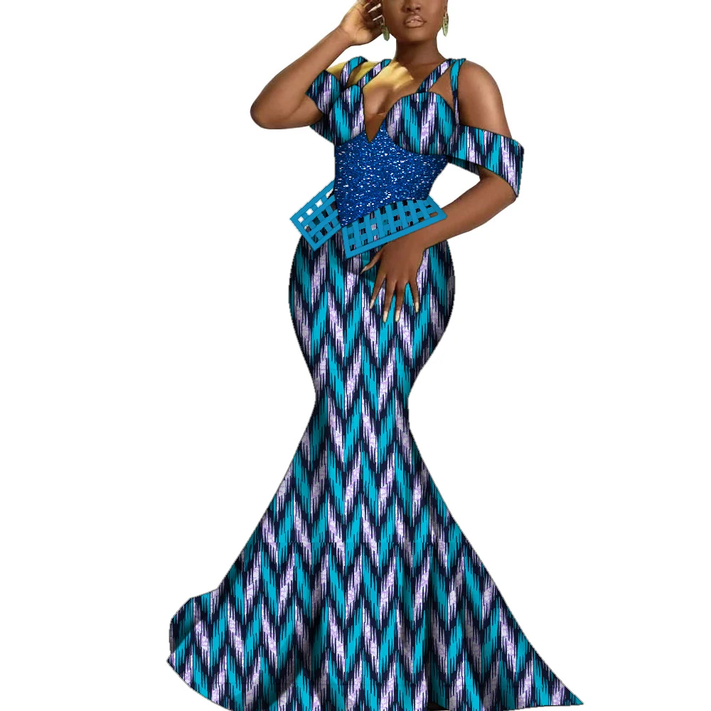 Fashion Robe Africaine Dashiki African Dresses for Women Ankara Print Party Evening Gowns Elegant Maxi Long Lady Dresses WY1051
