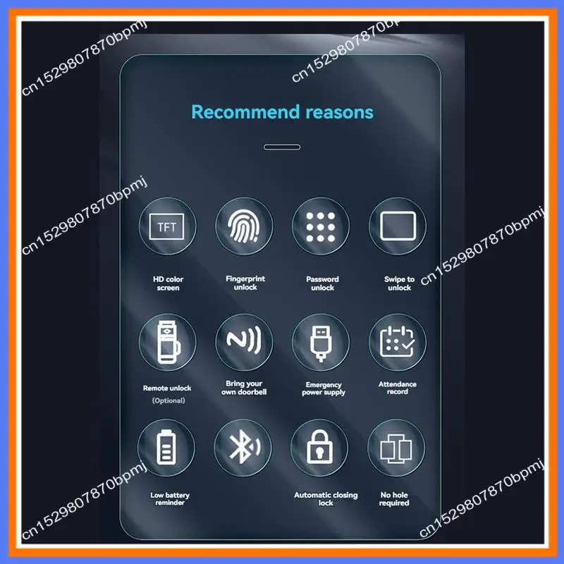 

BAAE Double Glass Door Lock Smart Lock APP Biometric Swiping Card Fingerprint Password Lock Glass Door Locks For Office Door