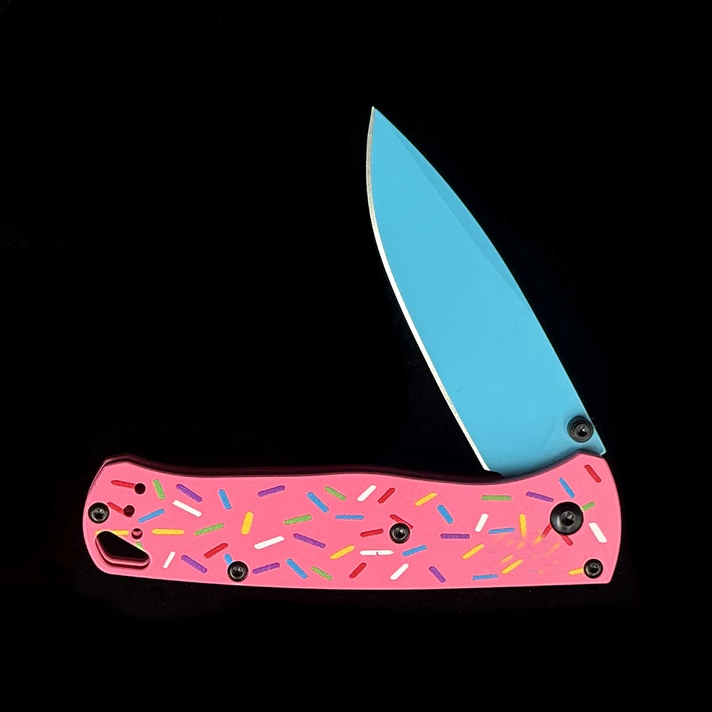 BM 535 Bugout Donut Faca dobrável com rolamento de alumínio rosa
