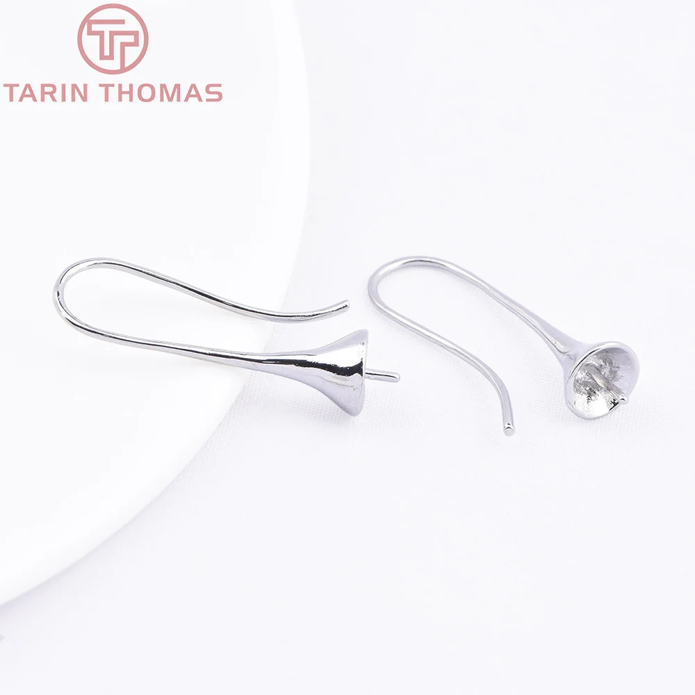 (7774) 10PCS 6.5x24.5MM 24K Gold Color Brass Trumpet Shaped Hanging head Earring Hook High Quality DIY Jewellery Accessories