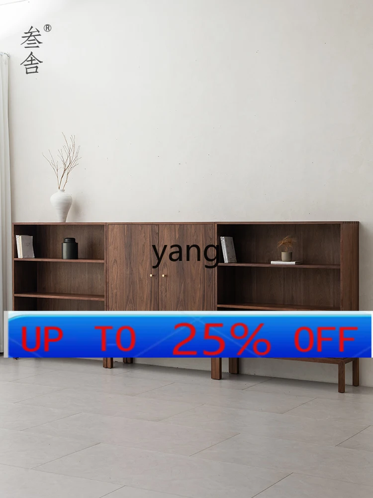 Ltt tea room tea set storage cabinet black walnut solid wood storage rack storage cabinet