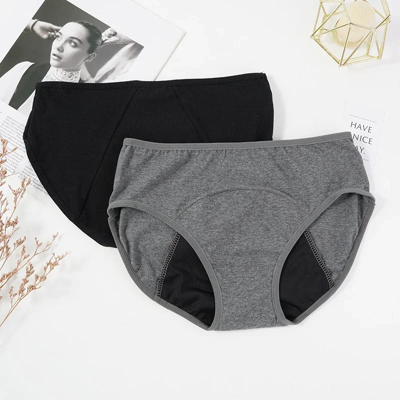 3PCS Menstrual Panties Physiological Pants Women Underwear Period Cotton Absorb Water Quick-dry Briefs Female Lingerie Plus Size