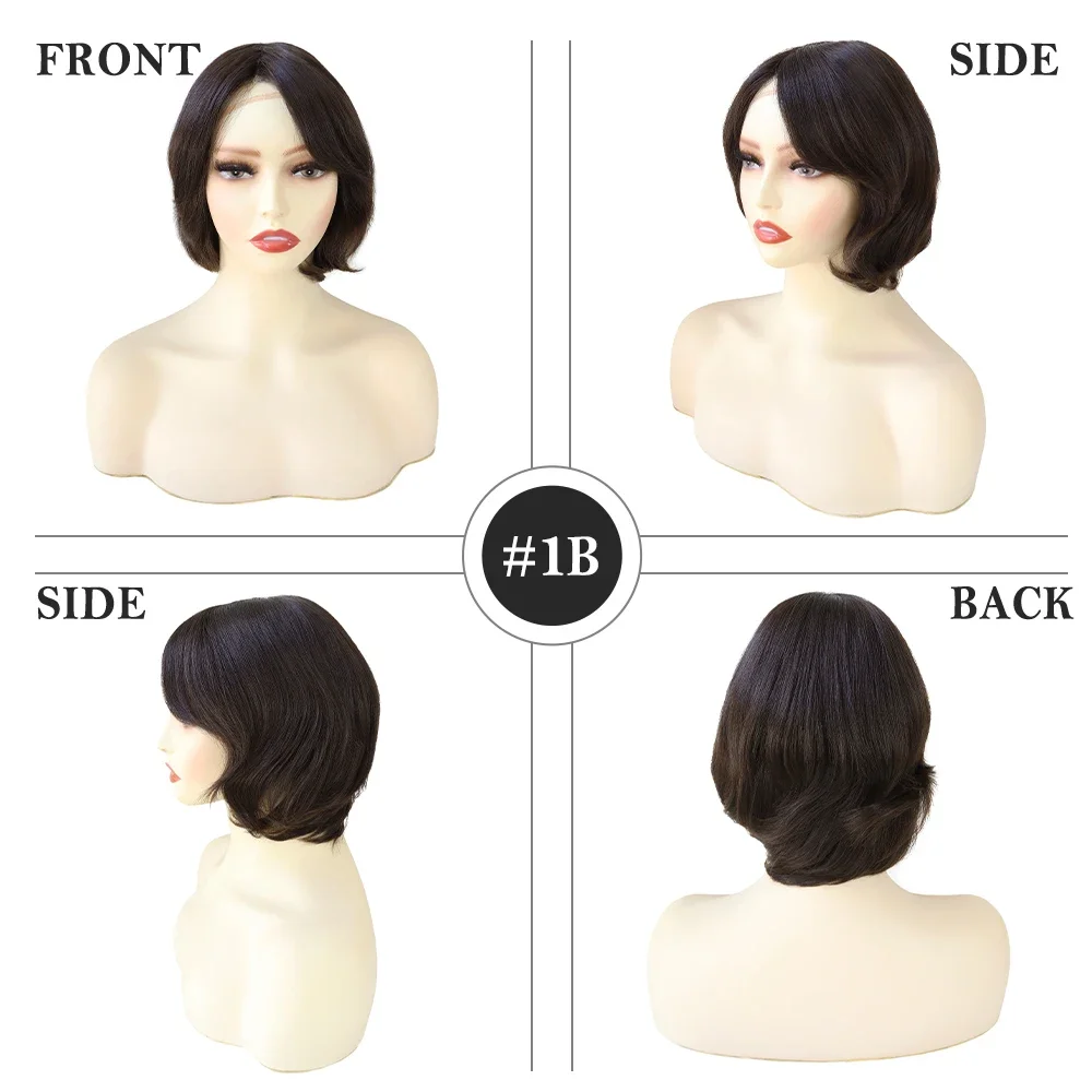 EW40 6 Inches European Remy Short Human Hair Wigs for Women