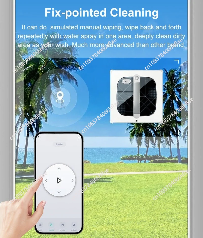 WD10 Window Cleaning Robot 10000PA Suction 6-Way Water Spray Wet Wash Scrub Cleaner
