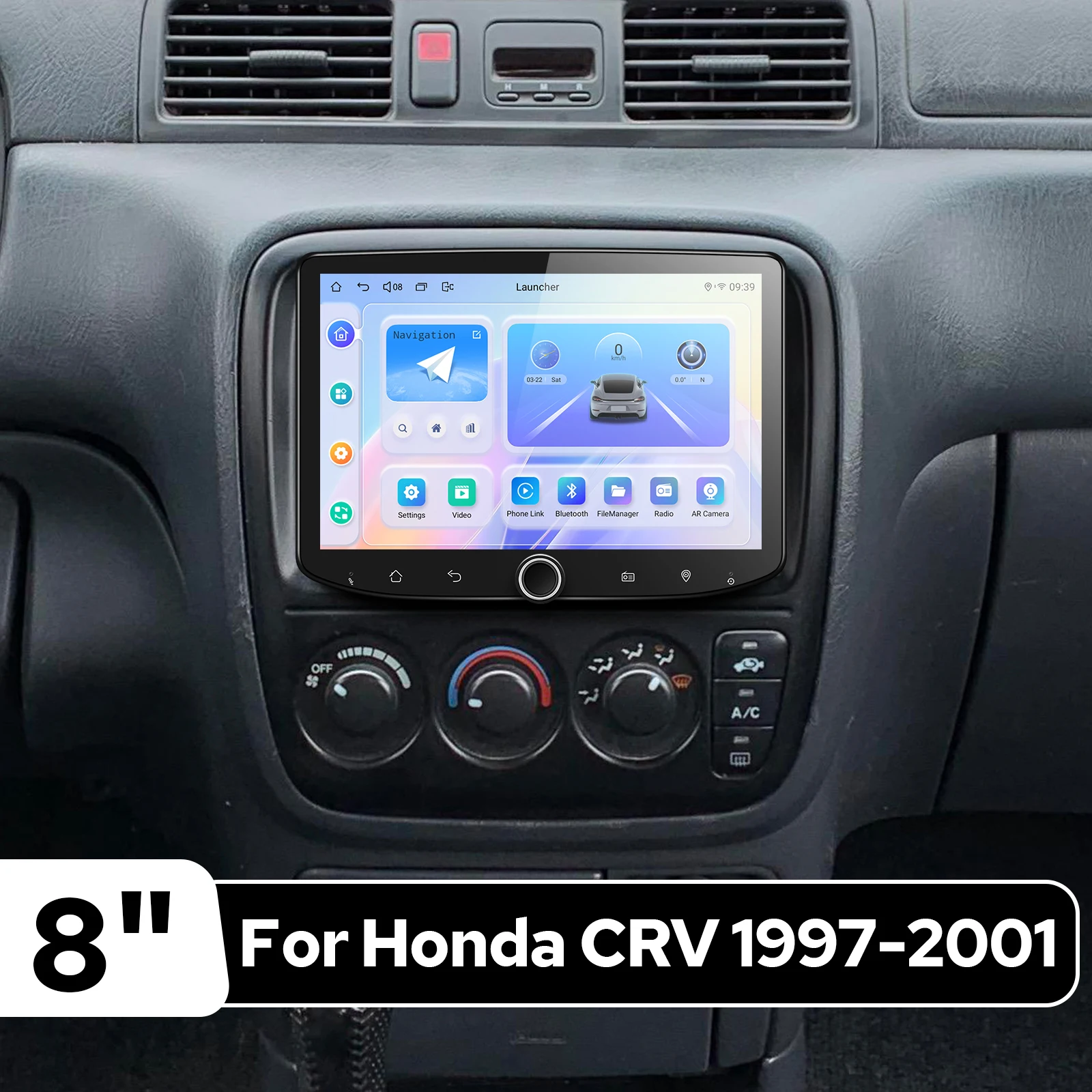Central Multimídia Automotiva de 8 Polegadas para Honda CR-V 1997-2001 com Apple CarPlay e Android Auto Sem Fio, Plug and Play, com Botão de Volume