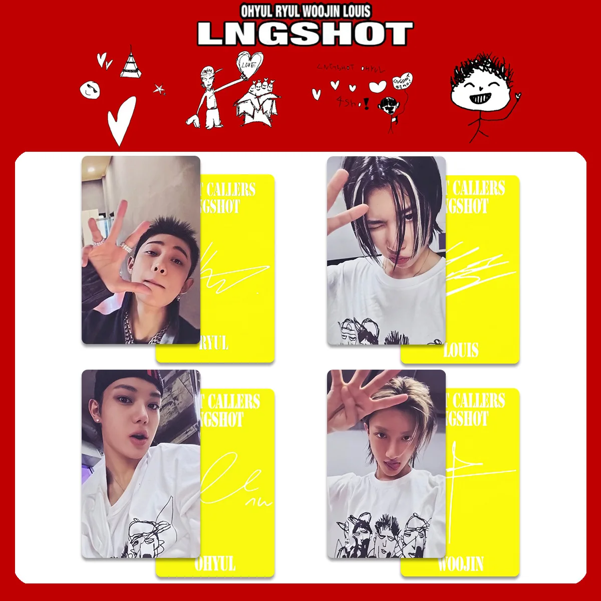 4pcs/set Idols LNGSHOT Photocards SHOT CALLERS Album Selfie Cards