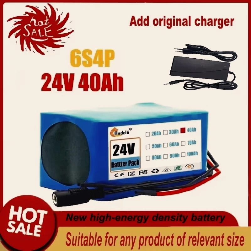 

New 6s4p 24V 40Ah 18650 Battery Lithium Battery 25.2v 40000mAh Moped /Electric/Li Ion Battery Pack