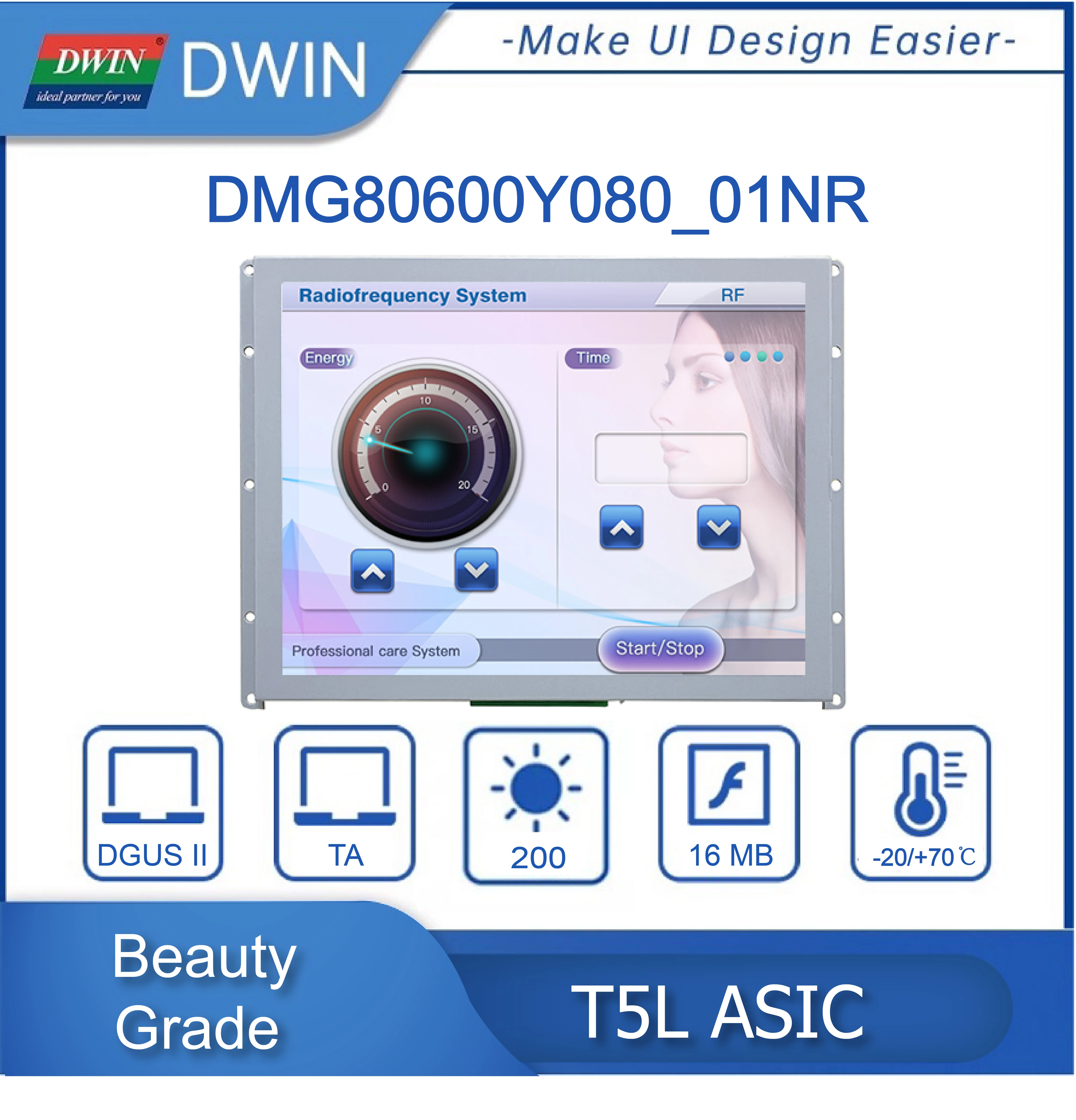 80インチ、800×600ピクセル解像度、1670万色、tv-tn-tft-lcd-dmg80600y080_01nr