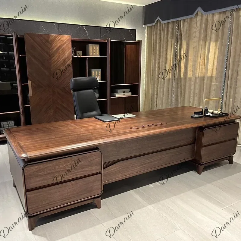 XY Strong Wooden Executive Office Desk Wooden Brown Large Luxury Office Desks Standing Drawers Escrivaninha Work Station Table