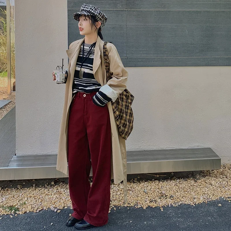 

Джинсы женские широкие брюки с низкой талией и карманами из стираной ткани, базовые прямые брюки, потертая уличная одежда, длина до пола, 2025 г.