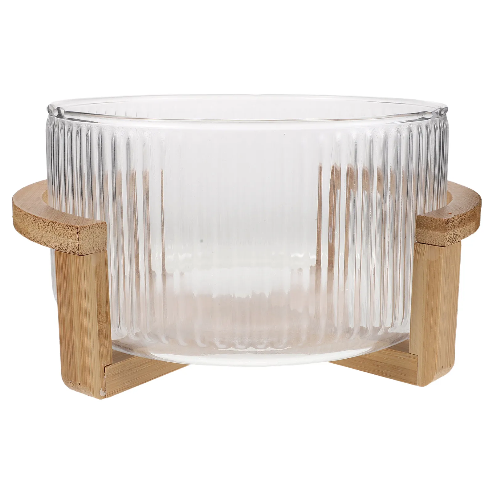 Glass Salad Bowl 1.8L Vertical Striped Clear Fruit Serving Bowl Large Capacity Decorative Centerpiece Dish for Dining Table