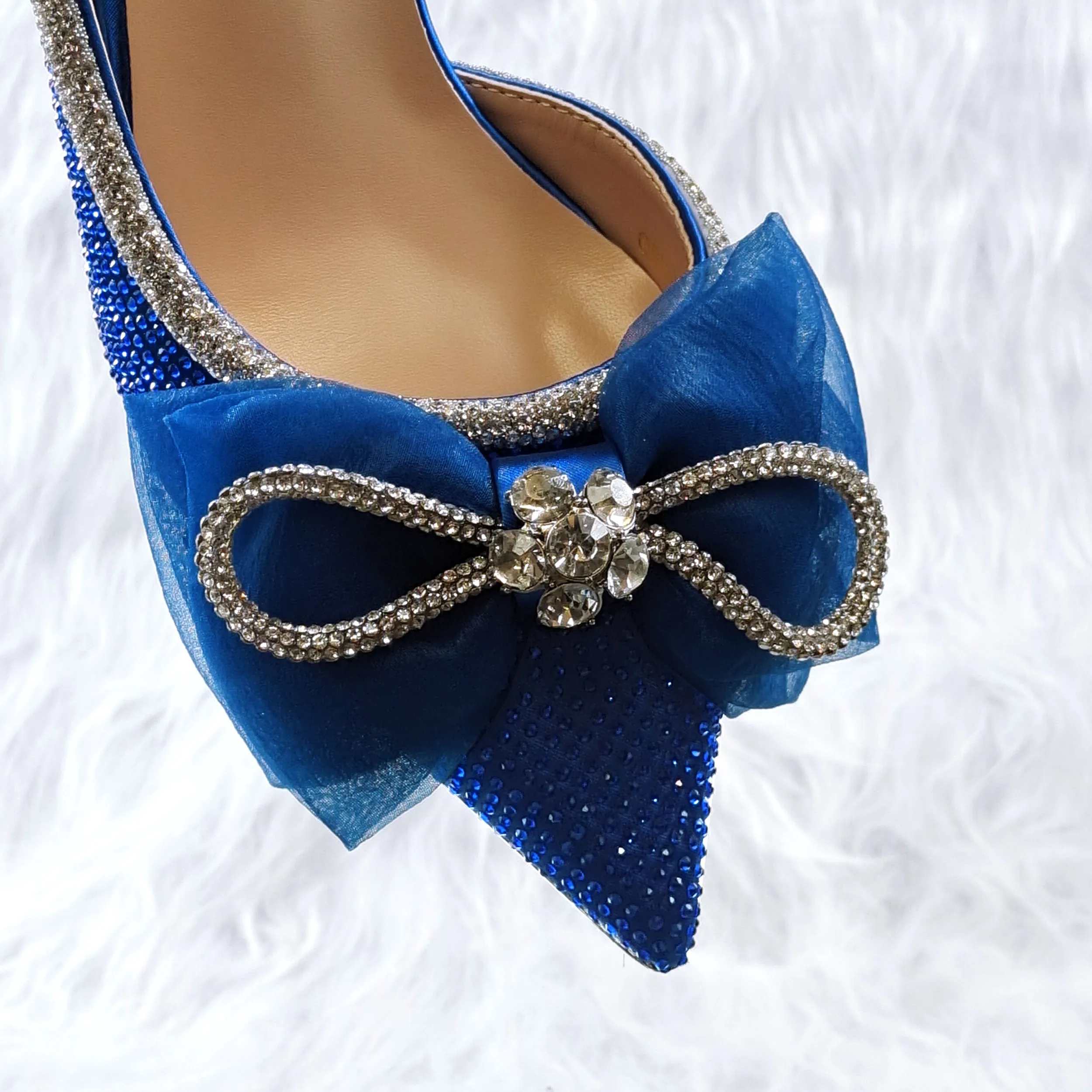 The Latest INS Style Pointed Rhinestone Shallow Mouth Temperament High Heels Rainbow Color Women's Shoes And Bags