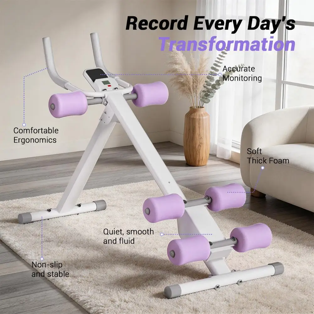 Trainer with LCD Monitor, 440lbs Weight Capacity, Foldable for Easy Storage, Ergonomic Supportive Design, Tones Waist Abs Arms Legs Hips
