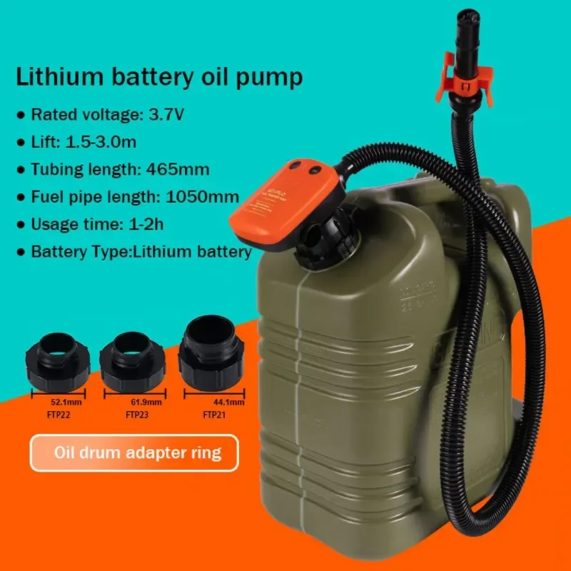 SEAFLO Electric 3.7V Lithium Battery Oil Pump+10l Oil Drum Suit Rechargeable 12.0lpm Oil Dispenser Pump