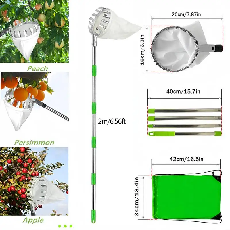 Imagem -04 - Picker de Frutas com Pólo Telescópico Metal Fruit Catcher Coleção Jardinagem do Pomar Apple Peach Picking Tools