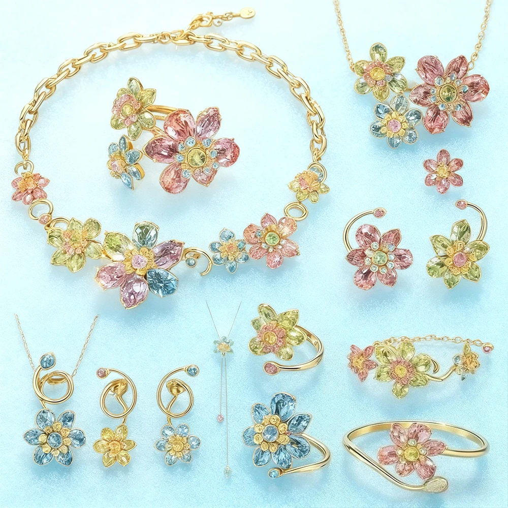 

2025 New Elegant accessories Gorgeous Floral Jewelry Set, Essential for Banquet Parties, Ideal Lover Gift