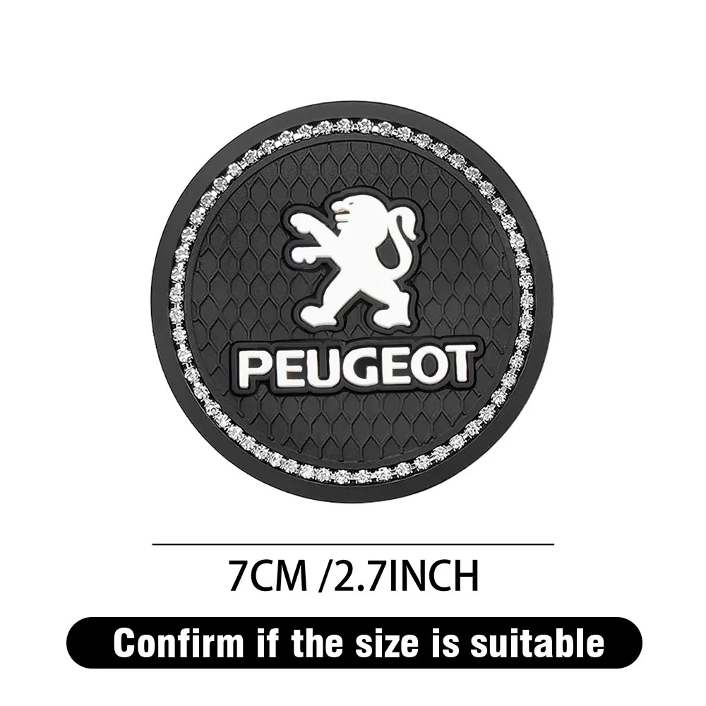 1/2Pcs Car Interior Rubber Diamond Badge Non-slip Pad Coaster For Peugeot 306 307 308 508 206 207 208 106 107 108 2008 3008 5008