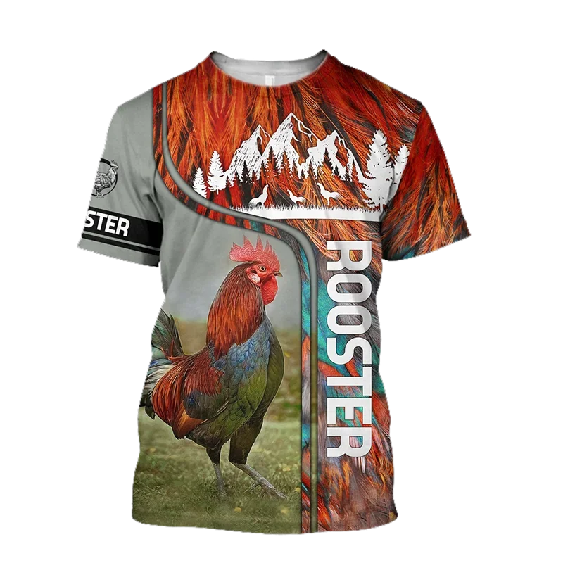 Summer 3D Print T-Shirts Men Women Round Fighting Rooster Pattern T Shirt Short Sleeve Oversized Harajuku Tee Top Kid Clothing