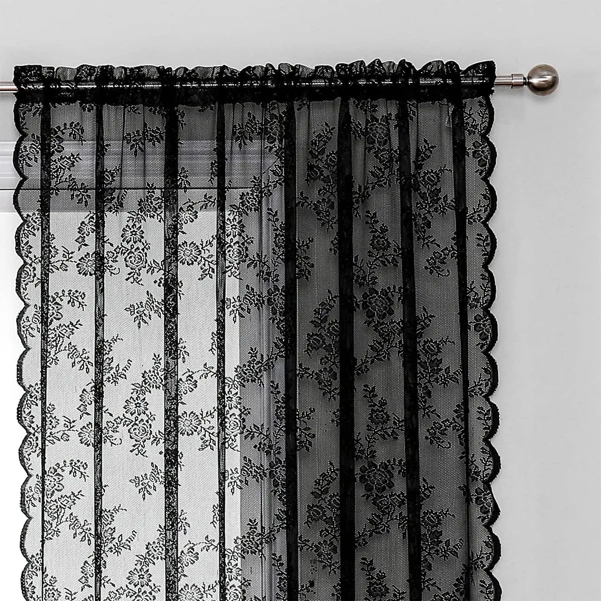 1-teilige Vintage-Vorhangpaneele mit floraler Stickerei und klarer Spitze – Privatsphäre und Lichtfilterung, maschinenwaschbar – Detail 10