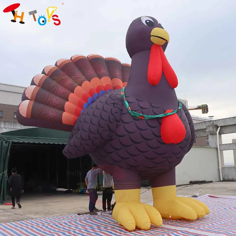 Nave aerea veloce 4m/6m/8m Gonfiabile gigante Modello di tacchino Decorazione Aria esplodere Animale per l'esposizione del Giorno del Ringraziamento