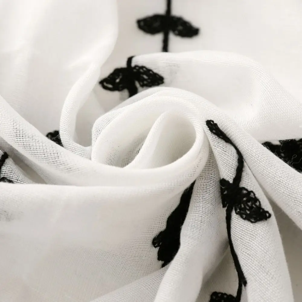

Retro Long Embroidery Flower Scarf Bohemian Yarn Ethnic Style Wrap Cotton Thin Print Scarves Spring/Summer