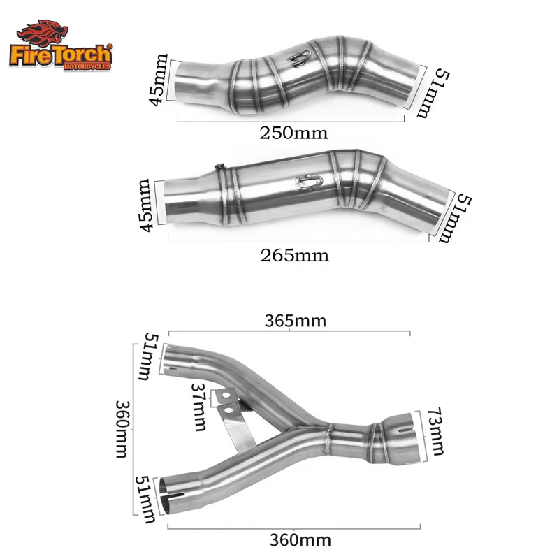 For KAWASAKI Z1000 Z1000SX Ninja 1000 2003 - 2020 Motorcycle Exhaust System Muffler Middle Link Pipe 50.8mm Escape Moto Modified
