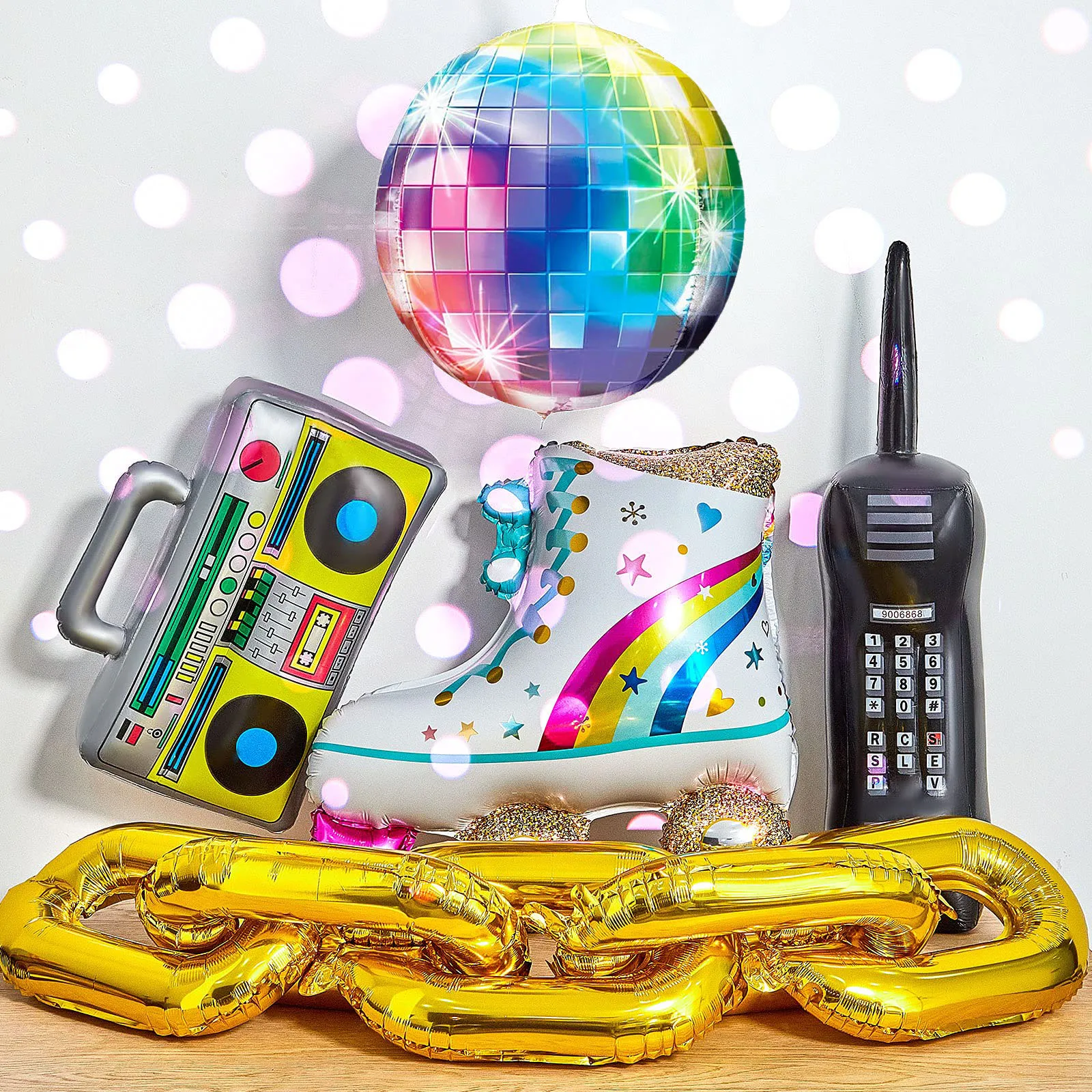 Roller Skate Balloons Radio Mobile Phone Foil Baloons 80s 90s Fashion Rock Party Balloons Hip Hop Disco Retro Party Decorations