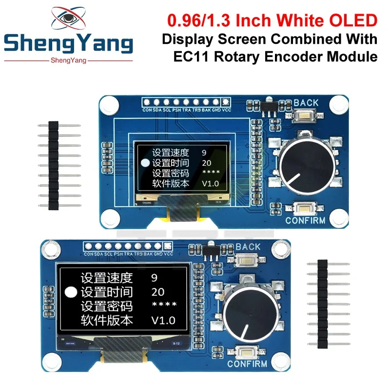 

TZT 0.96/1.3 Inch OLED Display Module With Button EC11 Rotary Encoder IIC Interface LCD Screen For Arduino